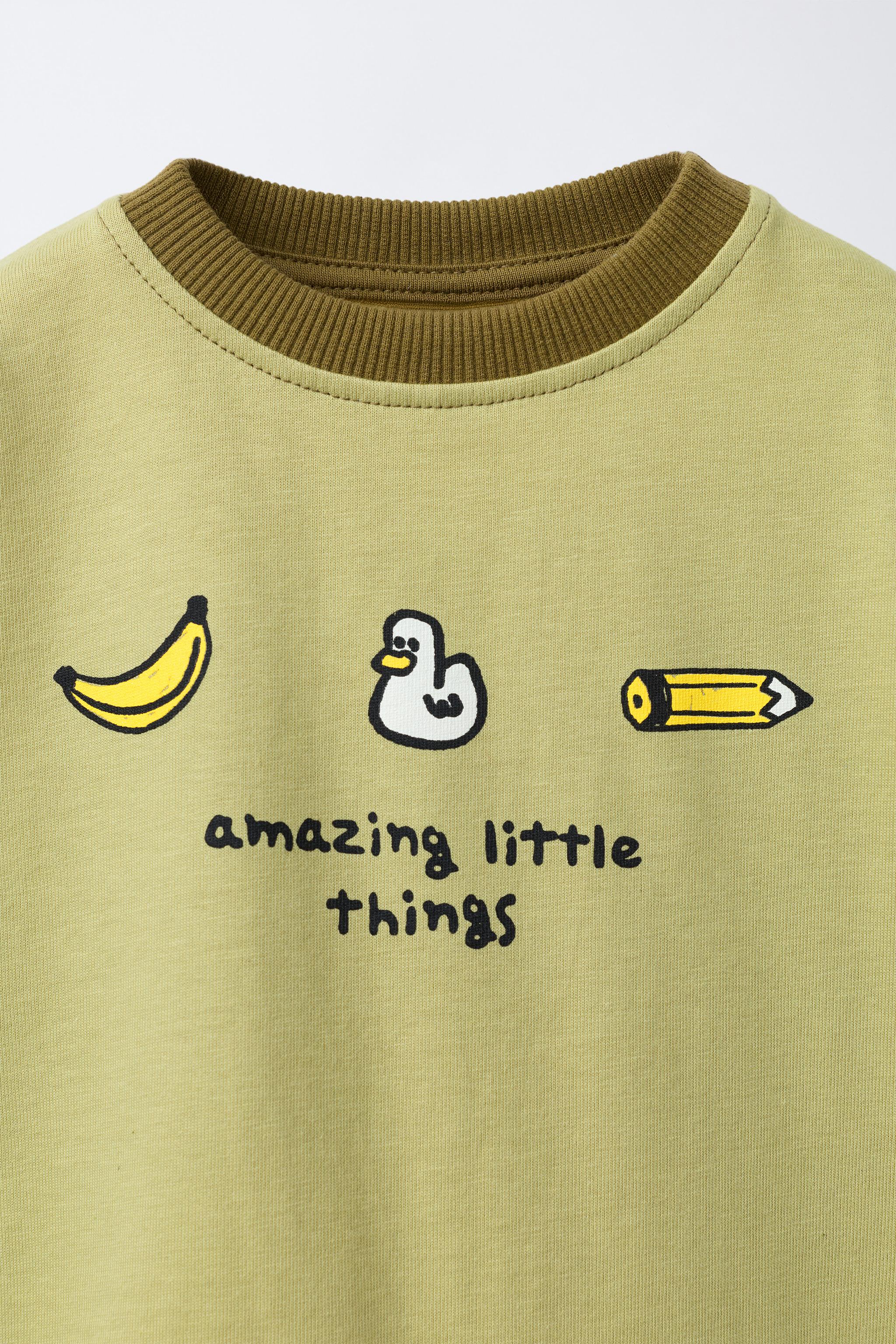 CONTRASTING SLEEVE PRINTED T-SHIRT